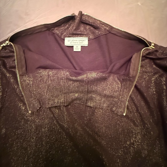 St John Brown/Gold Turtleneck Top w/ Zipper Detail Size Medium MSRP $425 - Picture 3 of 12